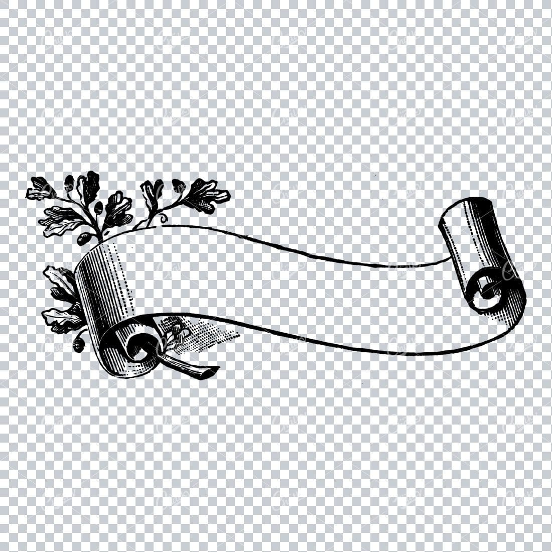 Folded / Ruffled Scroll Banner Line Art Illustration No.11