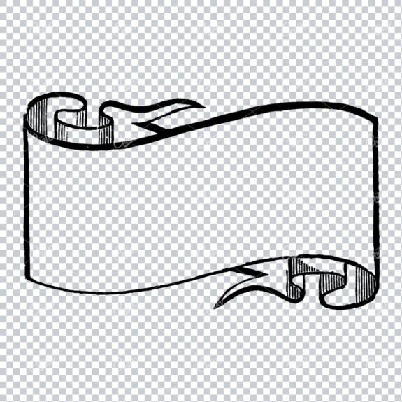Folded / Ruffled Scroll Banner Line Art Illustration No.12