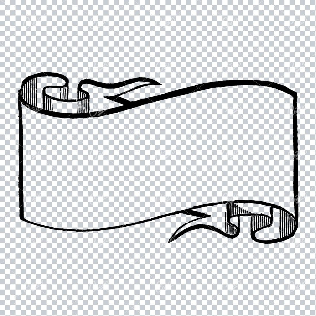 Folded / Ruffled Scroll Banner Line Art Illustration No.12