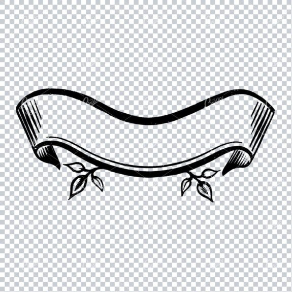 Folded / Ruffled Scroll Banner Line Art Illustration No.15