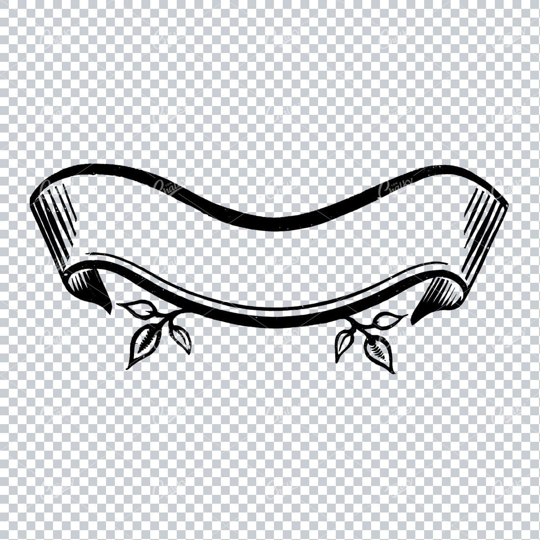 Folded / Ruffled Scroll Banner Line Art Illustration No.15