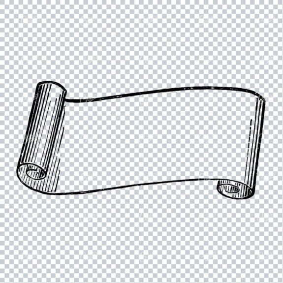 Folded / Ruffled Scroll Banner Line Art Illustration No.16