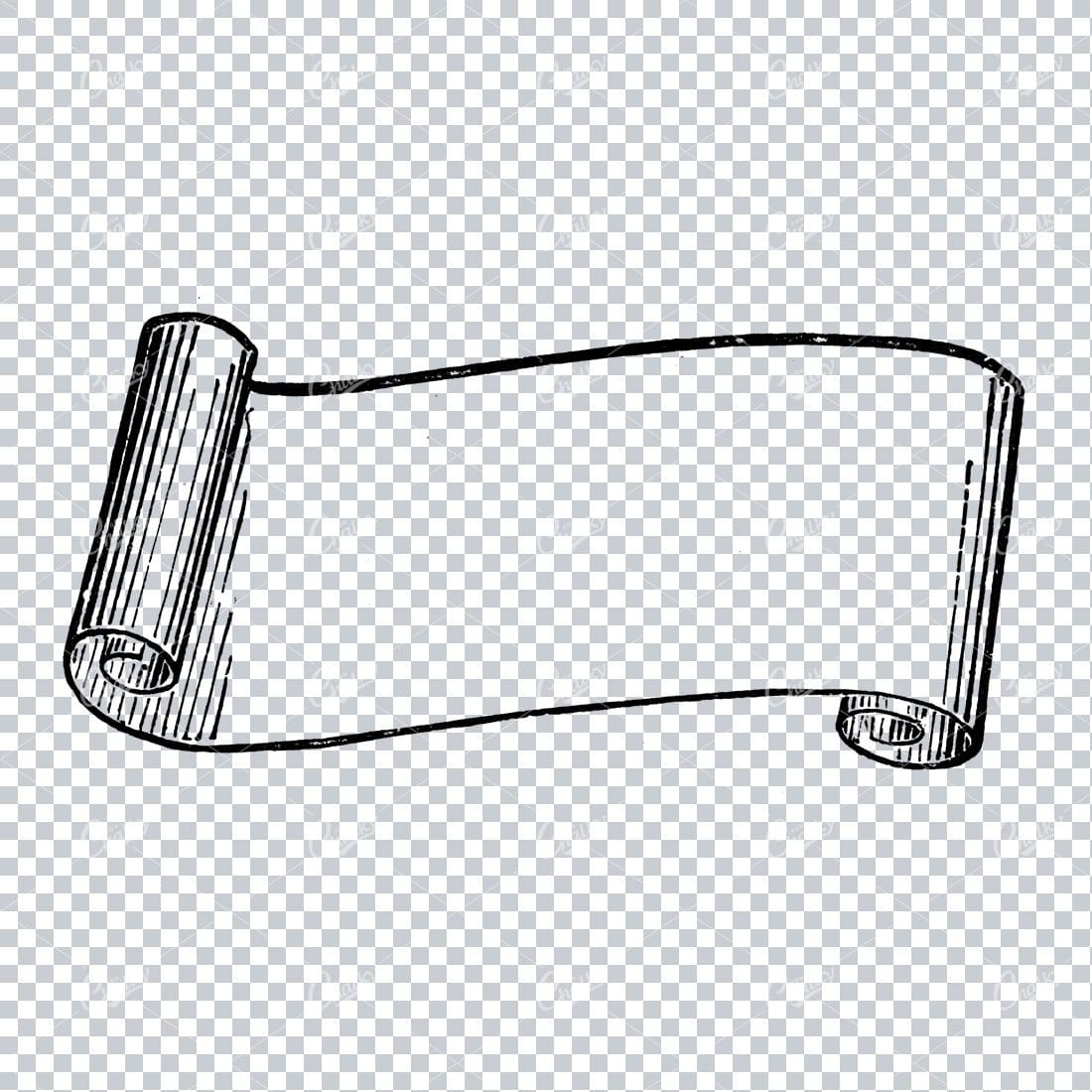 Folded / Ruffled Scroll Banner Line Art Illustration No.16