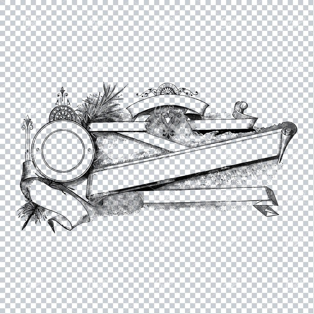 Highly Detailed Letter Head / Print Design Heading - With Several Banners and Emblem Space