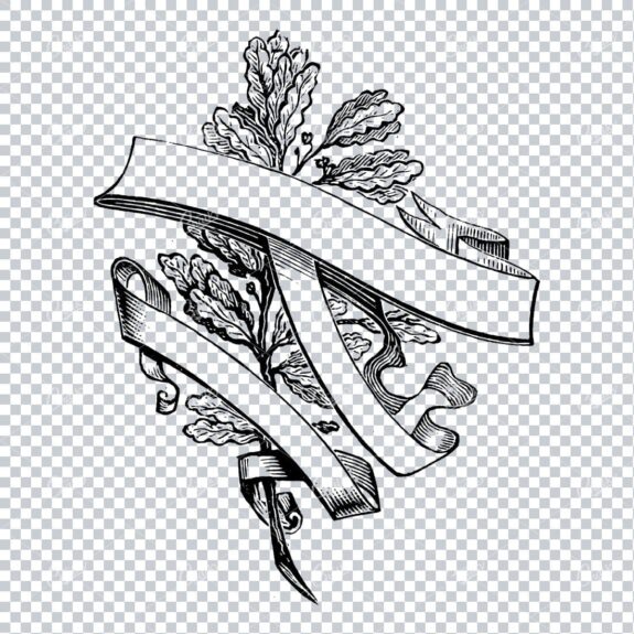 Oak Tree Branch with a Frilled / Ruffled Scroll Wrapped Around