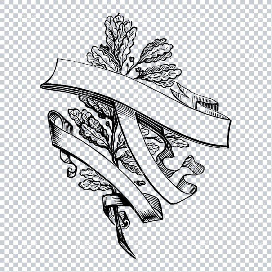 Oak Tree Branch with a Frilled / Ruffled Scroll Wrapped Around