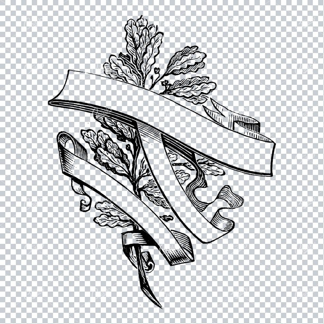 Oak Tree Branch with a Frilled / Ruffled Scroll Wrapped Around