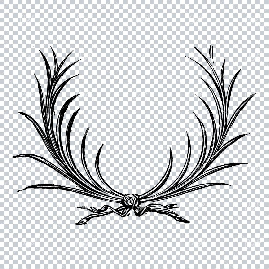 Hand Drawn Antique Wreath Line Art Illustration No.8