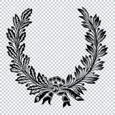 Hand Drawn Antique Wreath Line Art Illustration No.10