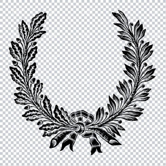 Hand Drawn Antique Wreath Line Art Illustration No.10