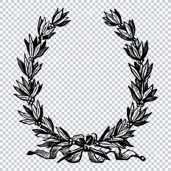 Hand Drawn Antique Wreath Line Art Illustration No.11