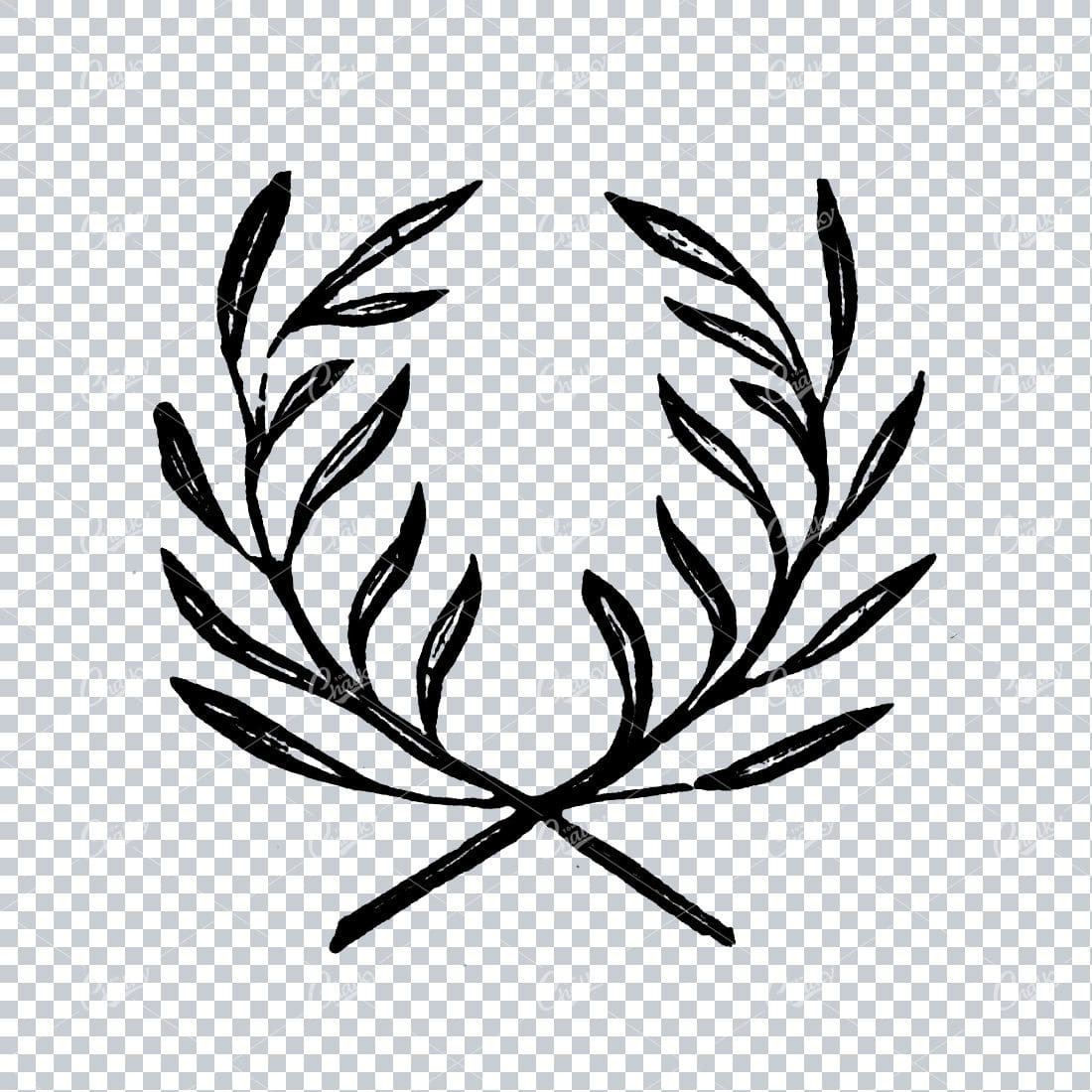 Hand Drawn Antique Wreath Line Art Illustration No.12