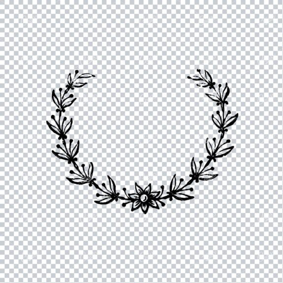 Hand Drawn Antique Wreath Line Art Illustration No.13