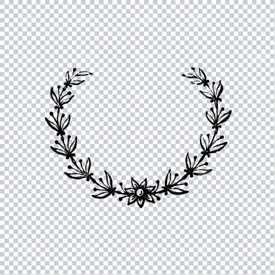 Hand Drawn Antique Wreath Line Art Illustration No.13