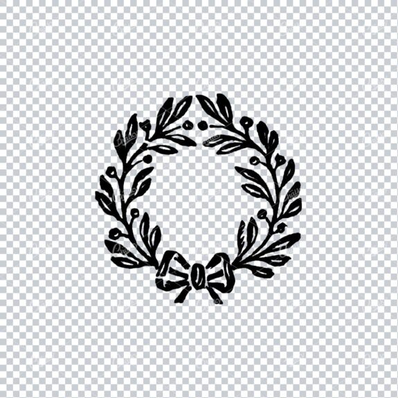 Hand Drawn Antique Wreath Line Art Illustration No.15