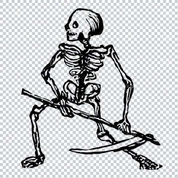 Small Rough Illustration of a Human Skeleton with Scythe (Grim Reaper) No.1