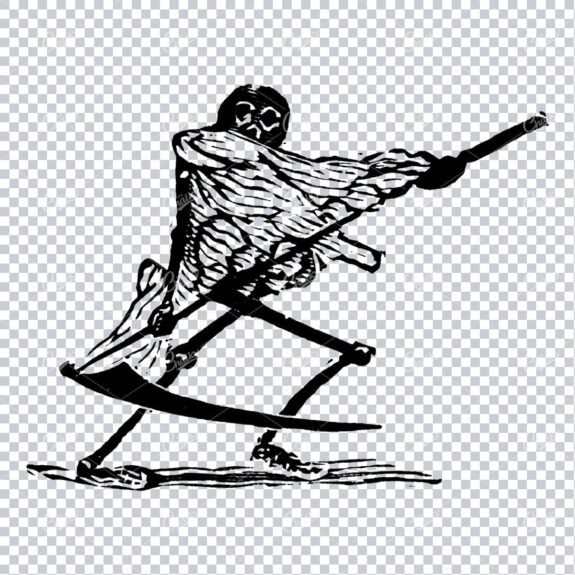 Small Rough Illustration of a Human Skeleton with Scythe (Grim Reaper) No.2