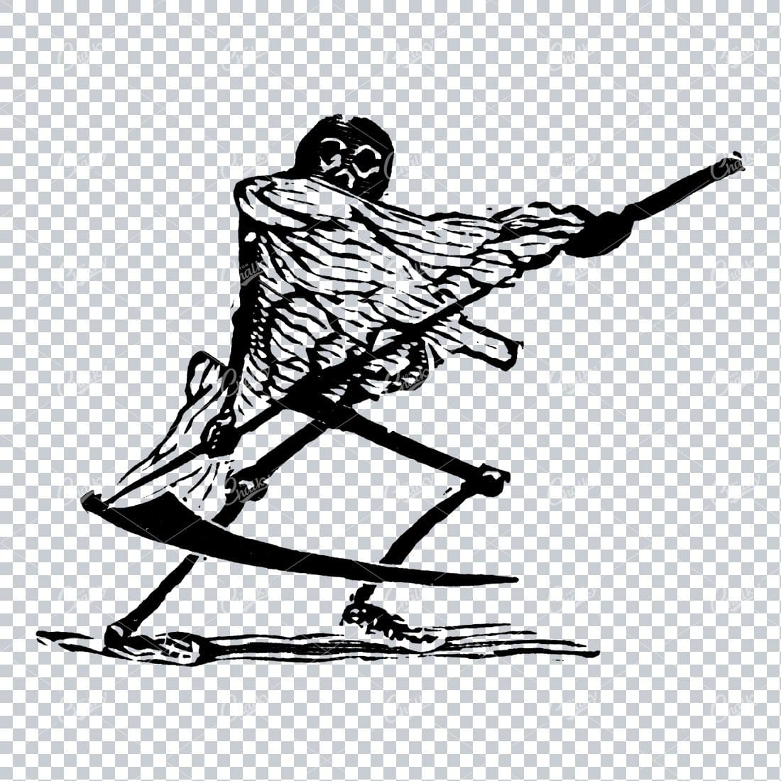 Small Rough Illustration of a Human Skeleton with Scythe (Grim Reaper) No.2