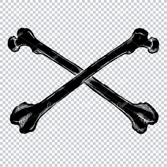 Black and White Line Art Illustration of Cross Bones No.1