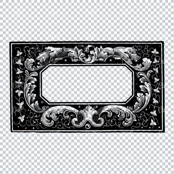 Decorative Thick Border Illustration with Flourish Floral Details
