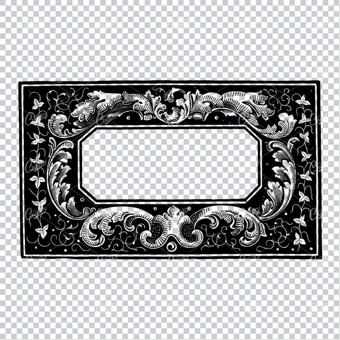 Decorative Thick Border Illustration with Flourish Floral Details