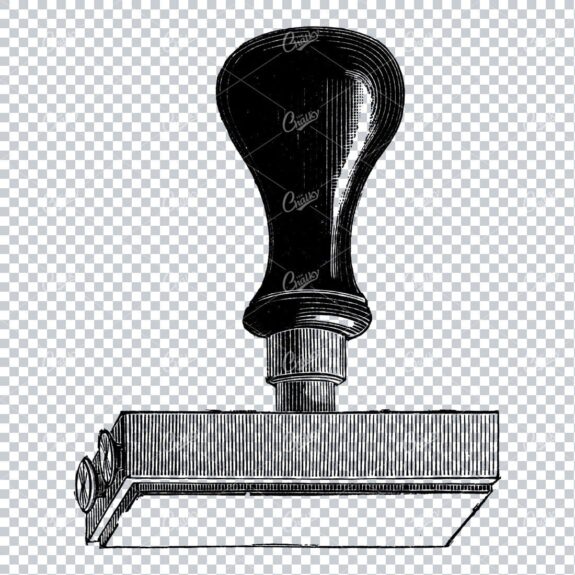 Vintage Line Art Illustration of a Stamping Pad