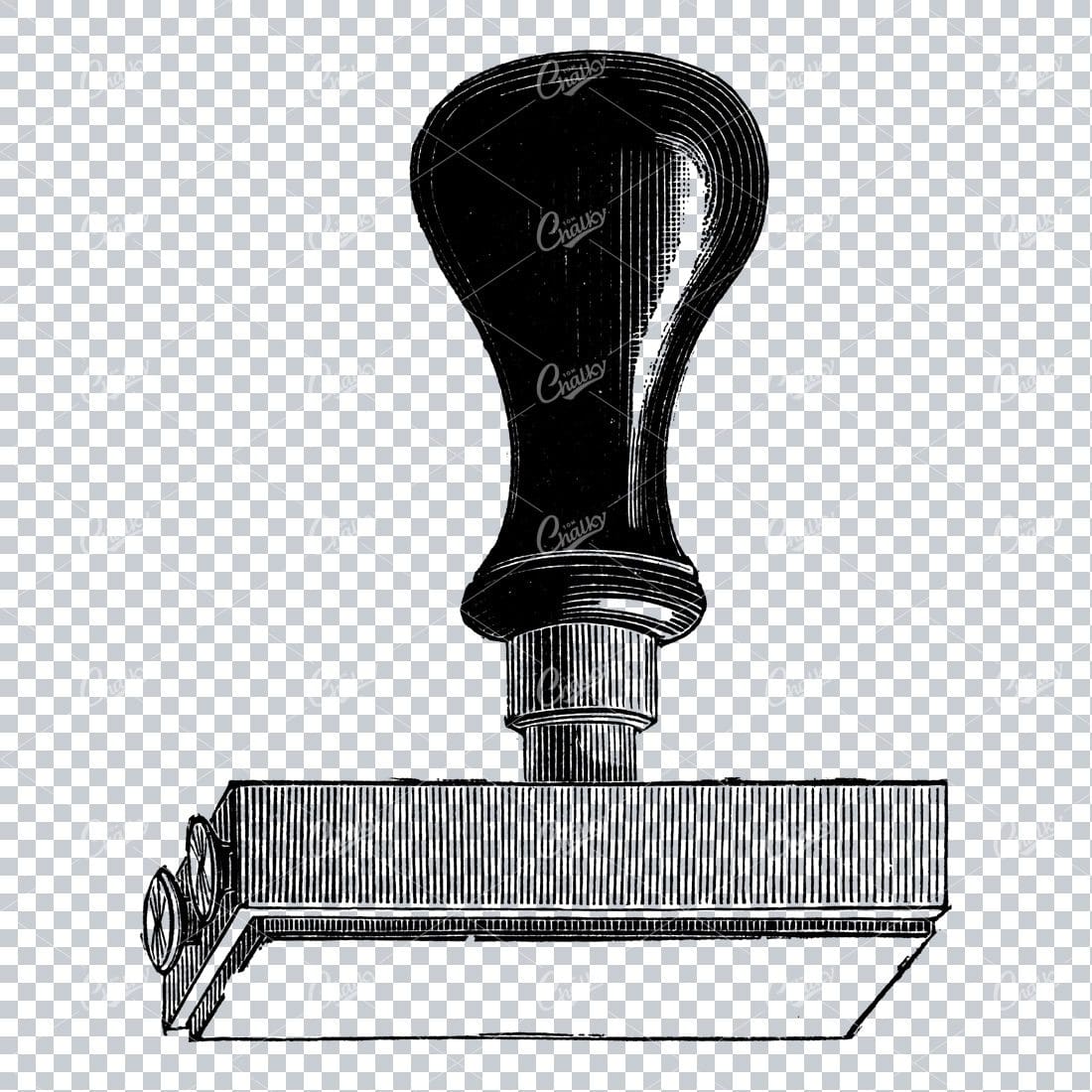 Vintage Line Art Illustration of a Stamping Pad