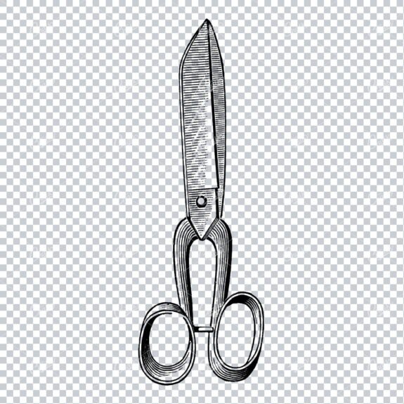 Vintage Line Art Illustration of a Pair of Fabric Scissors No.1