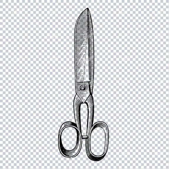 Vintage Line Art Illustration of a Pair of Fabric Scissors No.2