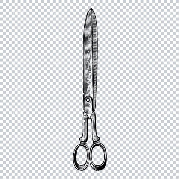 Vintage Line Art Illustration of a Pair of Fabric Scissors No.3