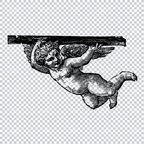 Cherub with Wings Holding A Slab Above its Head