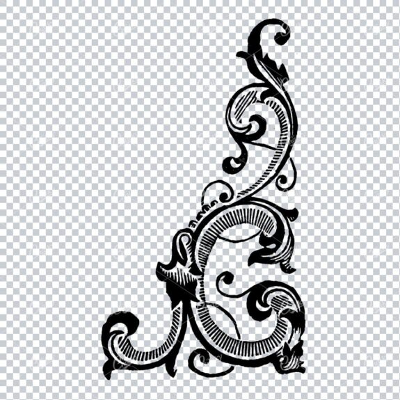 Decorative Floral Design Element - Vintage Hand Drawn Artwork No.8