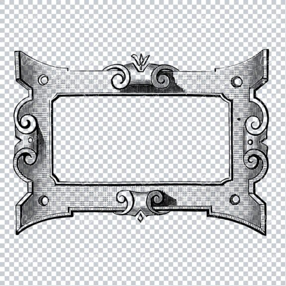 Decorative Border with Spurred Corners and Curled Sides