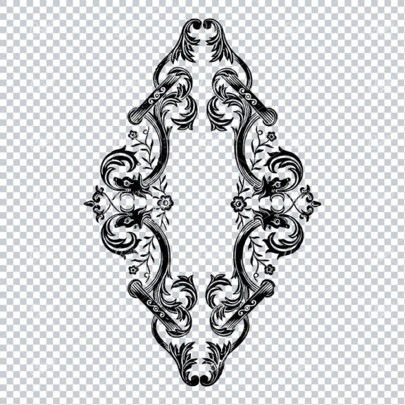Flourished Shield / Badge Vintage Design - Antique Line Art
