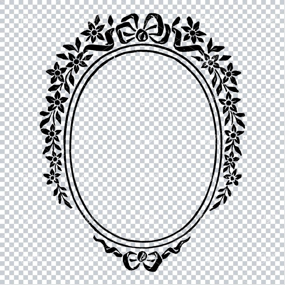 Vintage Line Art Illustration of a Decorative Badge / Frame / Border No.4