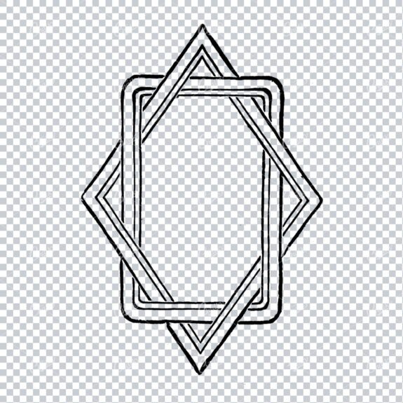 Vintage Line Art Illustration of a Decorative Badge / Frame / Border No.7