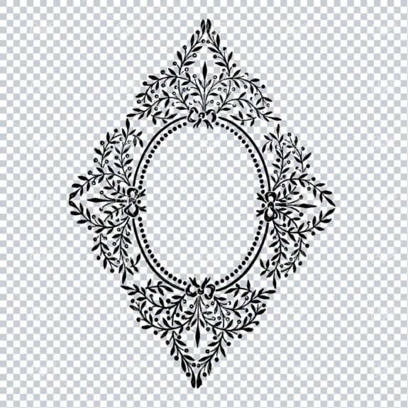 Vintage Line Art Illustration of a Decorative Badge / Frame / Border No.10