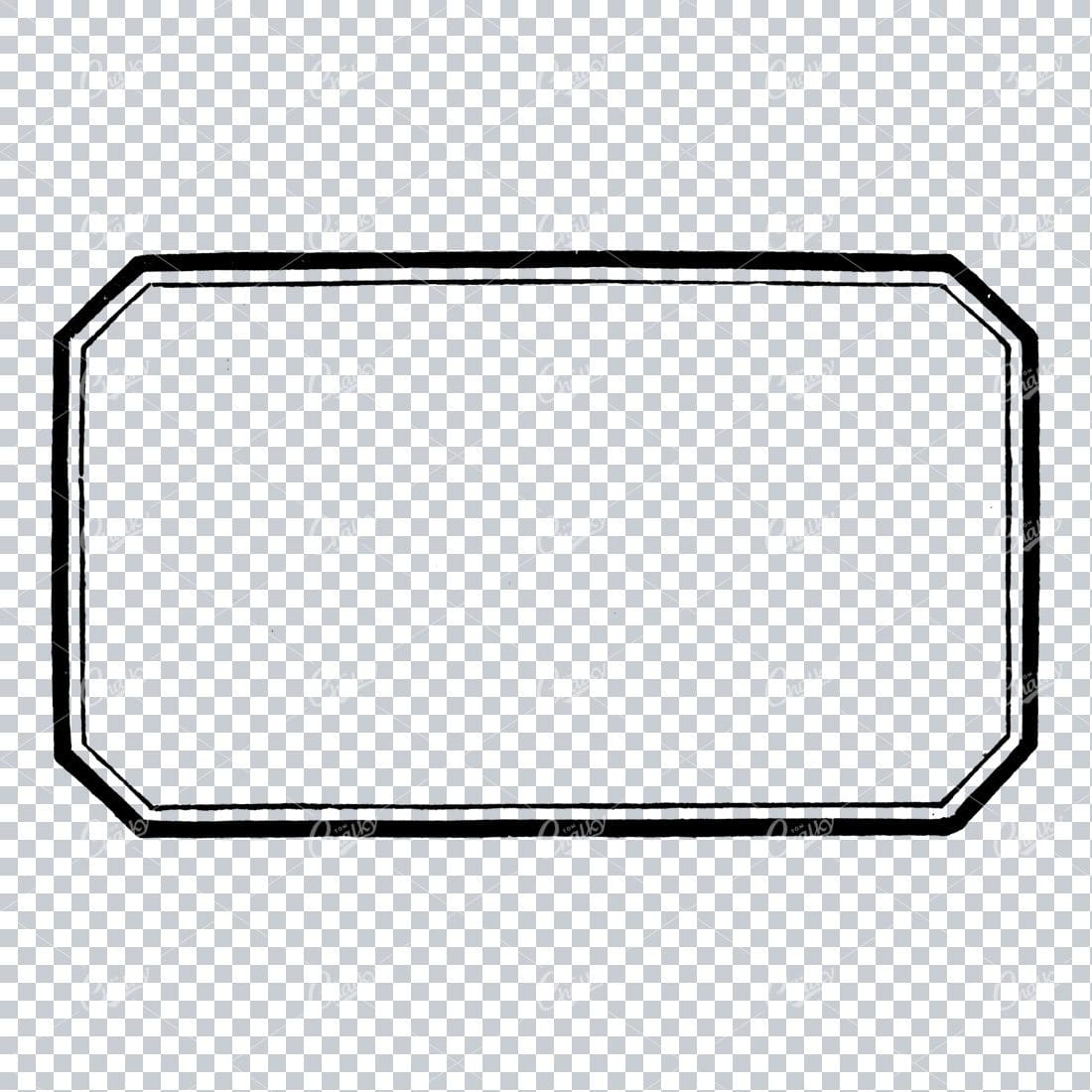Vintage Line Art Illustration of a Decorative Badge / Frame / Border No.13