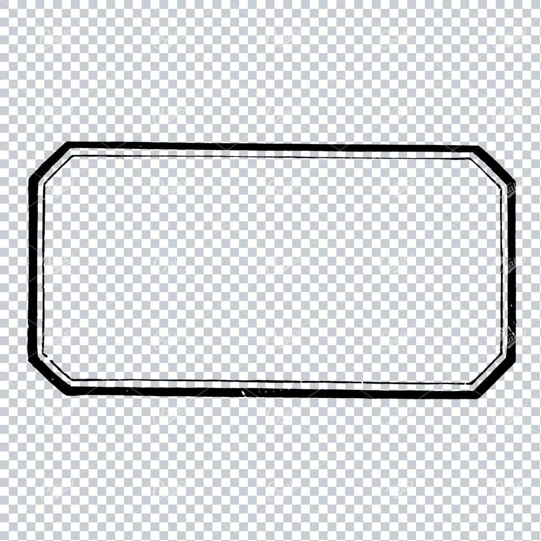 Vintage Line Art Illustration of a Decorative Badge / Frame / Border No.14