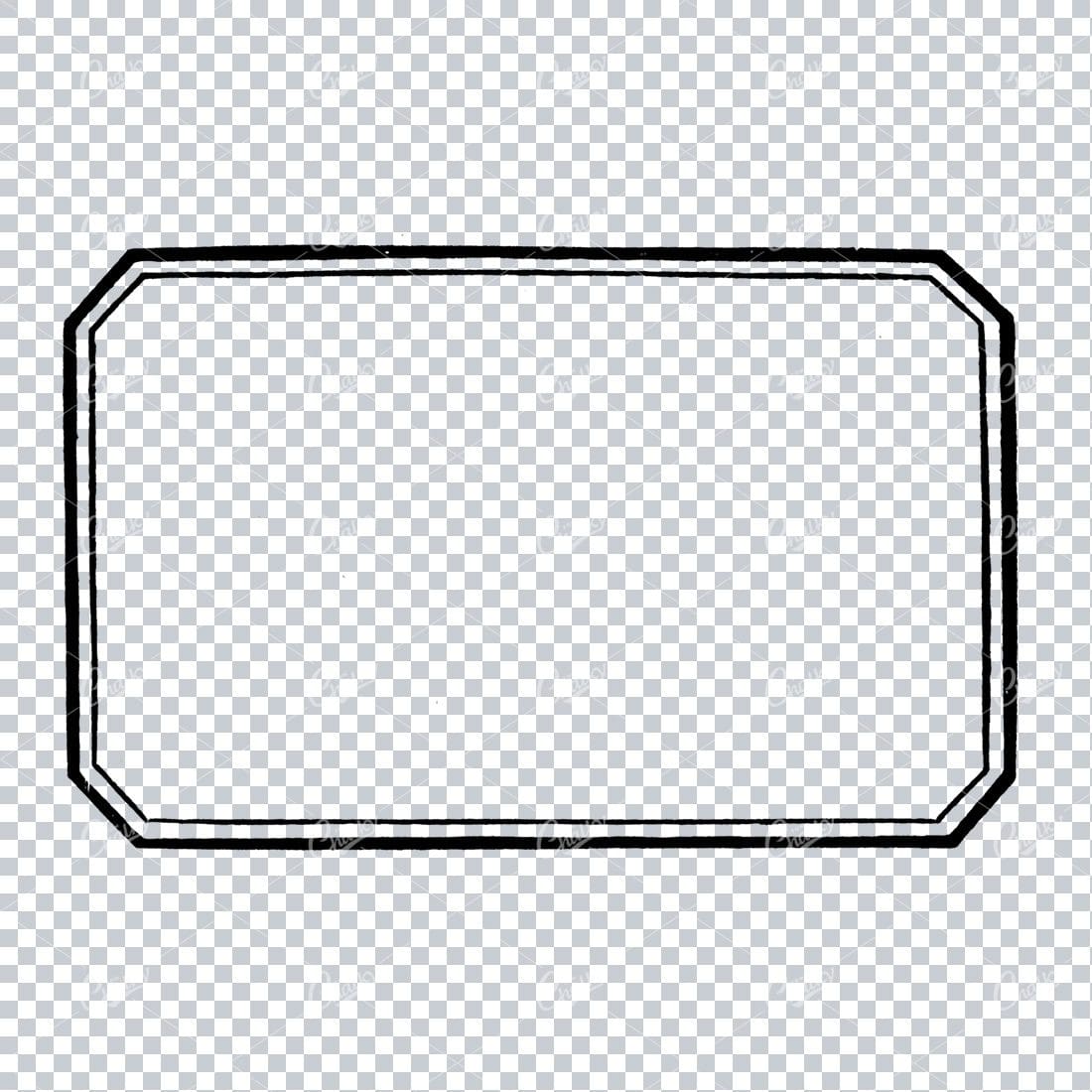Vintage Line Art Illustration of a Decorative Badge / Frame / Border No.17