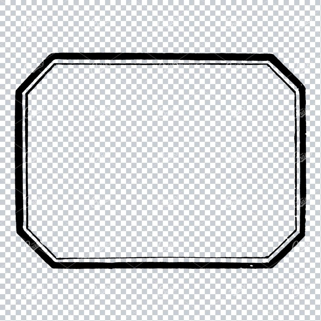 Vintage Line Art Illustration of a Decorative Badge / Frame / Border No.18