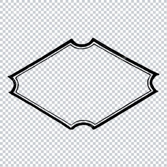 Vintage Line Art Illustration of a Decorative Badge / Frame / Border No.19