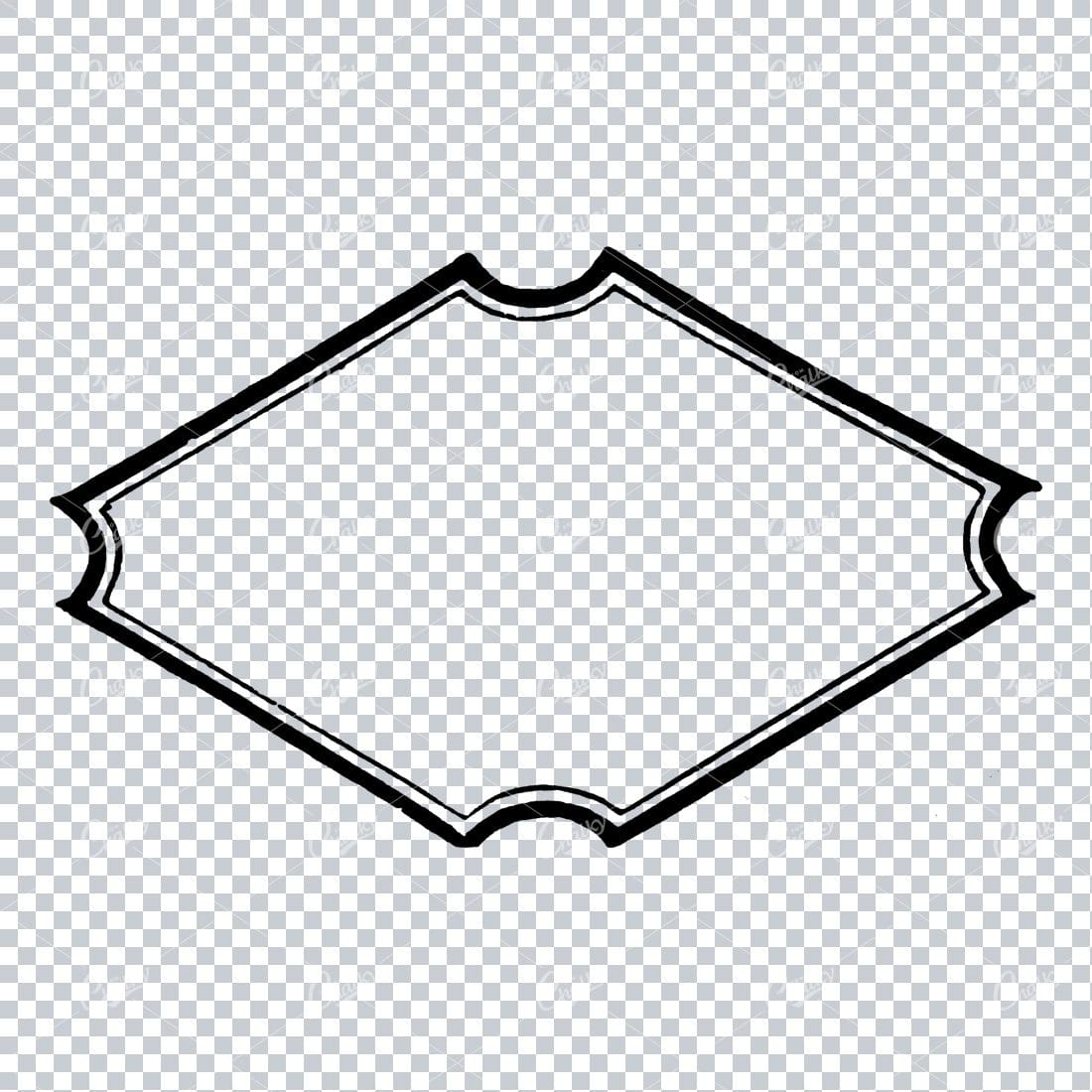 Vintage Line Art Illustration of a Decorative Badge / Frame / Border No.19