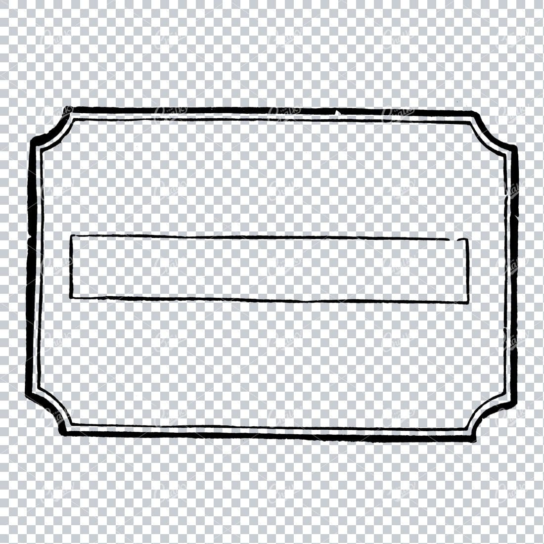 Vintage Line Art Illustration of a Decorative Badge / Frame / Border No.20
