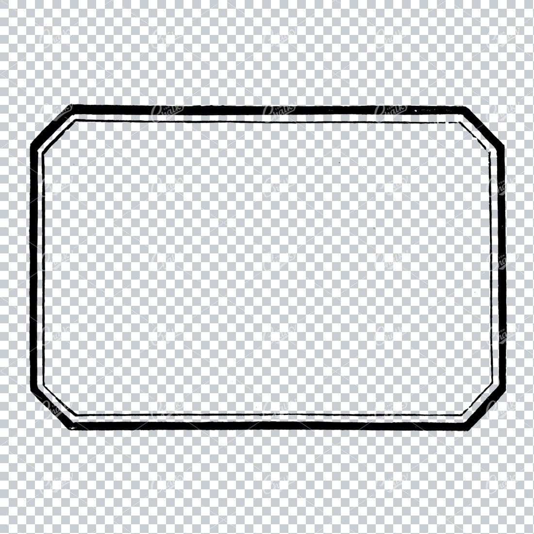 Vintage Line Art Illustration of a Decorative Badge / Frame / Border No.21