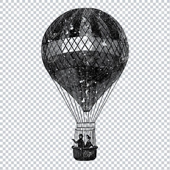 Rough Line Art Illustration of an Antique Hot Air Balloon No.1