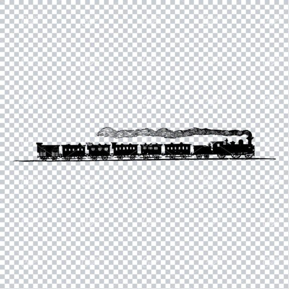 Rough Line Art Illustration of an Antique Steam Train / Cart No.1