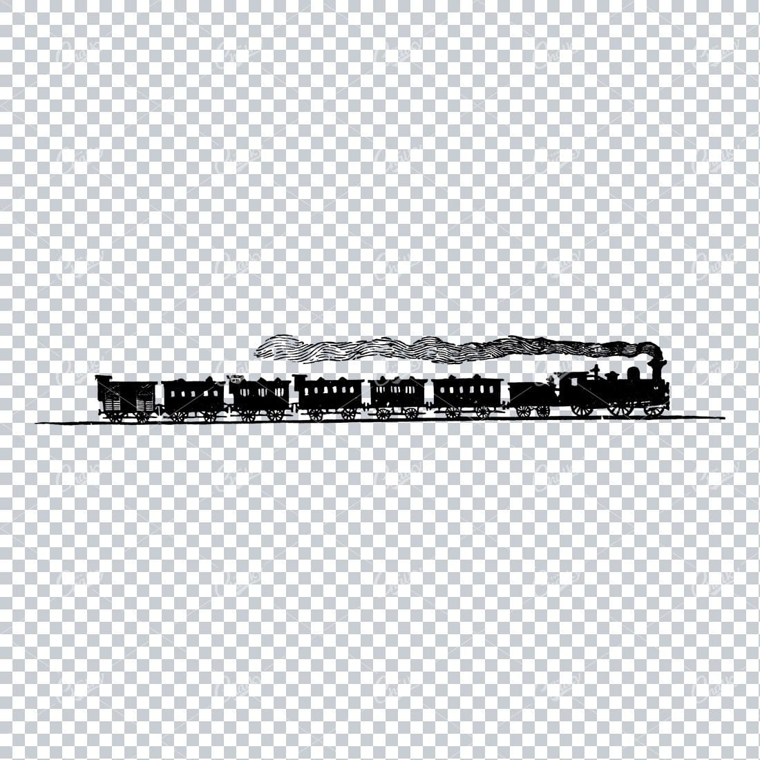 Rough Line Art Illustration of an Antique Steam Train / Cart No.1
