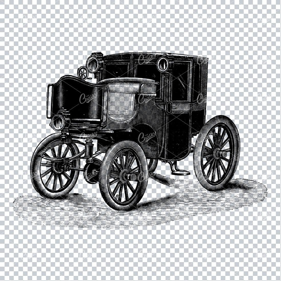 Engraved Illustration of a Horse Drawn Carriage