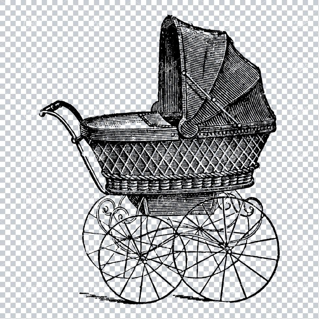 Engraved Illustration of a Horse and Cart with Man and Whip